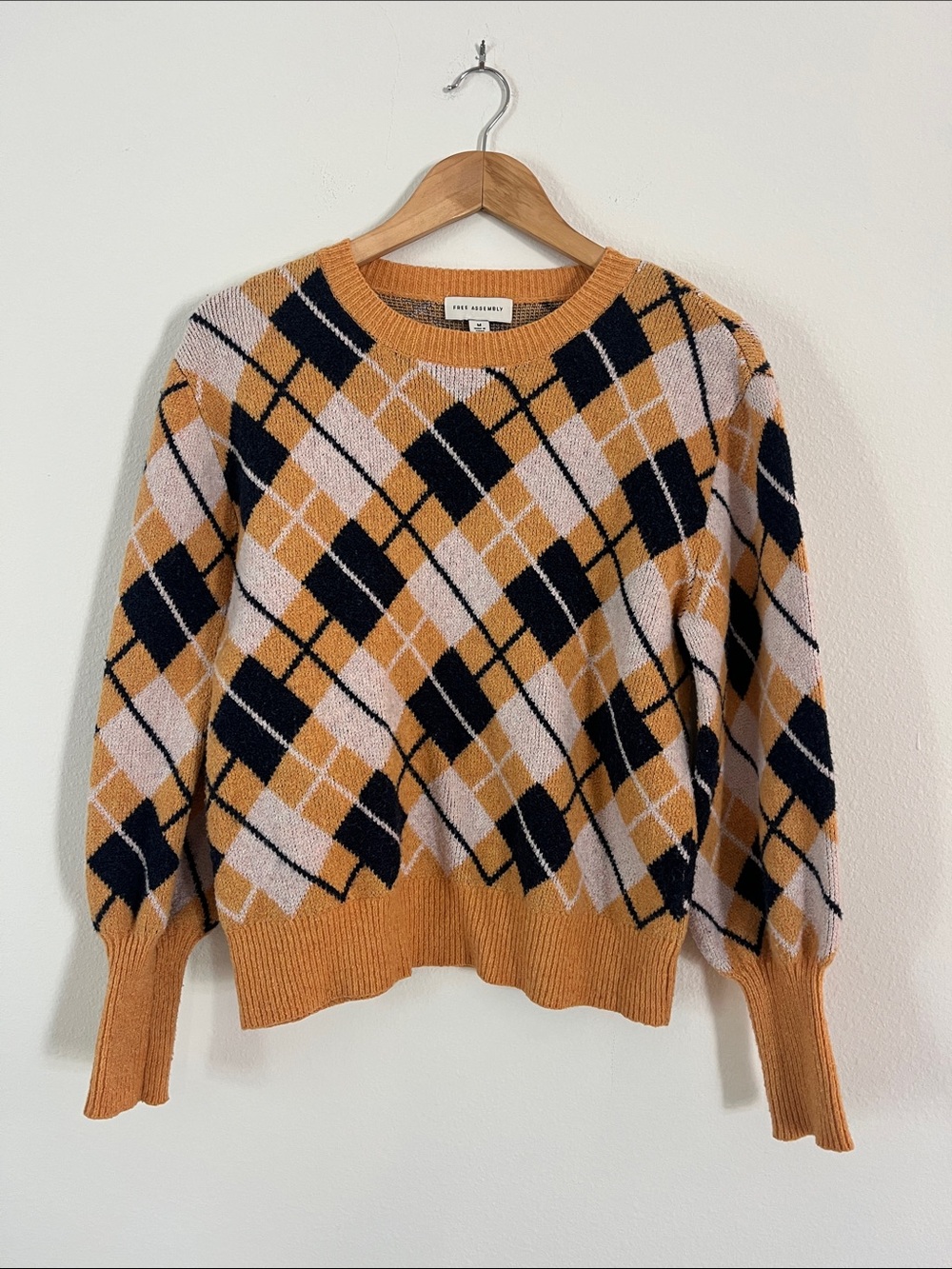 FREE ASSEMBLY Blue & Yellow Argyle Sweater